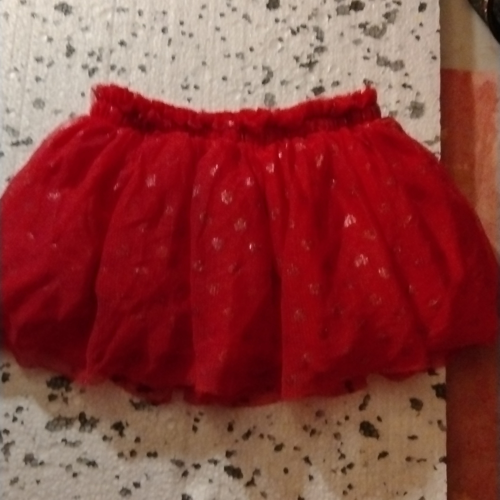 2t skirt red with circles in silver